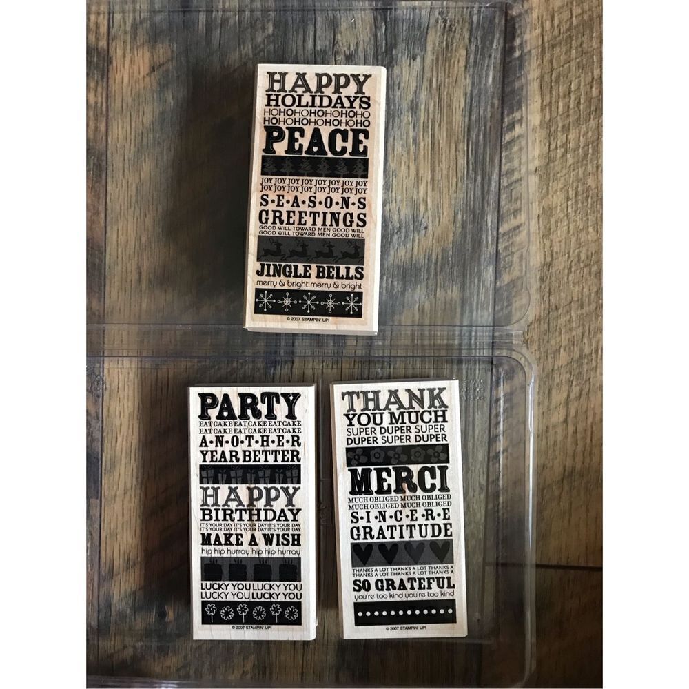 Stampin’ Up! Block Party set of 3 rubber stamps mounted card making birthday